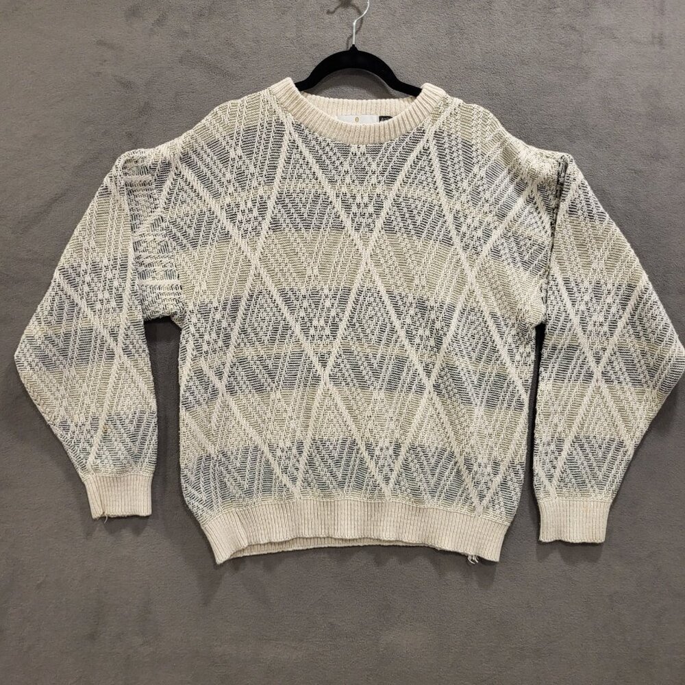 VINTAGE Bill Blass Sweater Mens Size L‎ Textured Hand Framed Grandpa USA